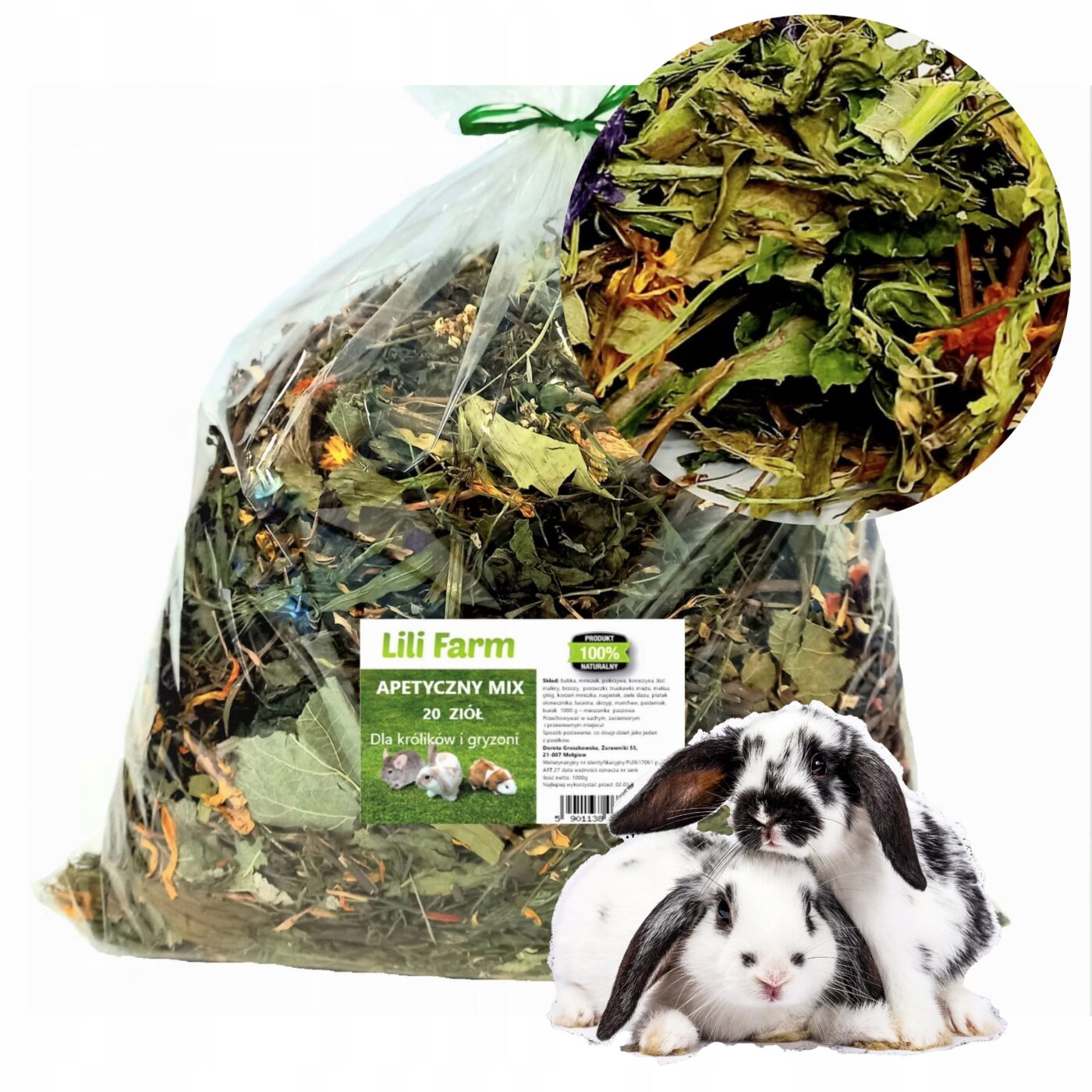 APETYCZNY MIX ZIÓŁ 1kg LILI FARM 20 ziół LILI FARM MIESZANKA ZIOŁOWA KRÓLIK - obrazek 3
