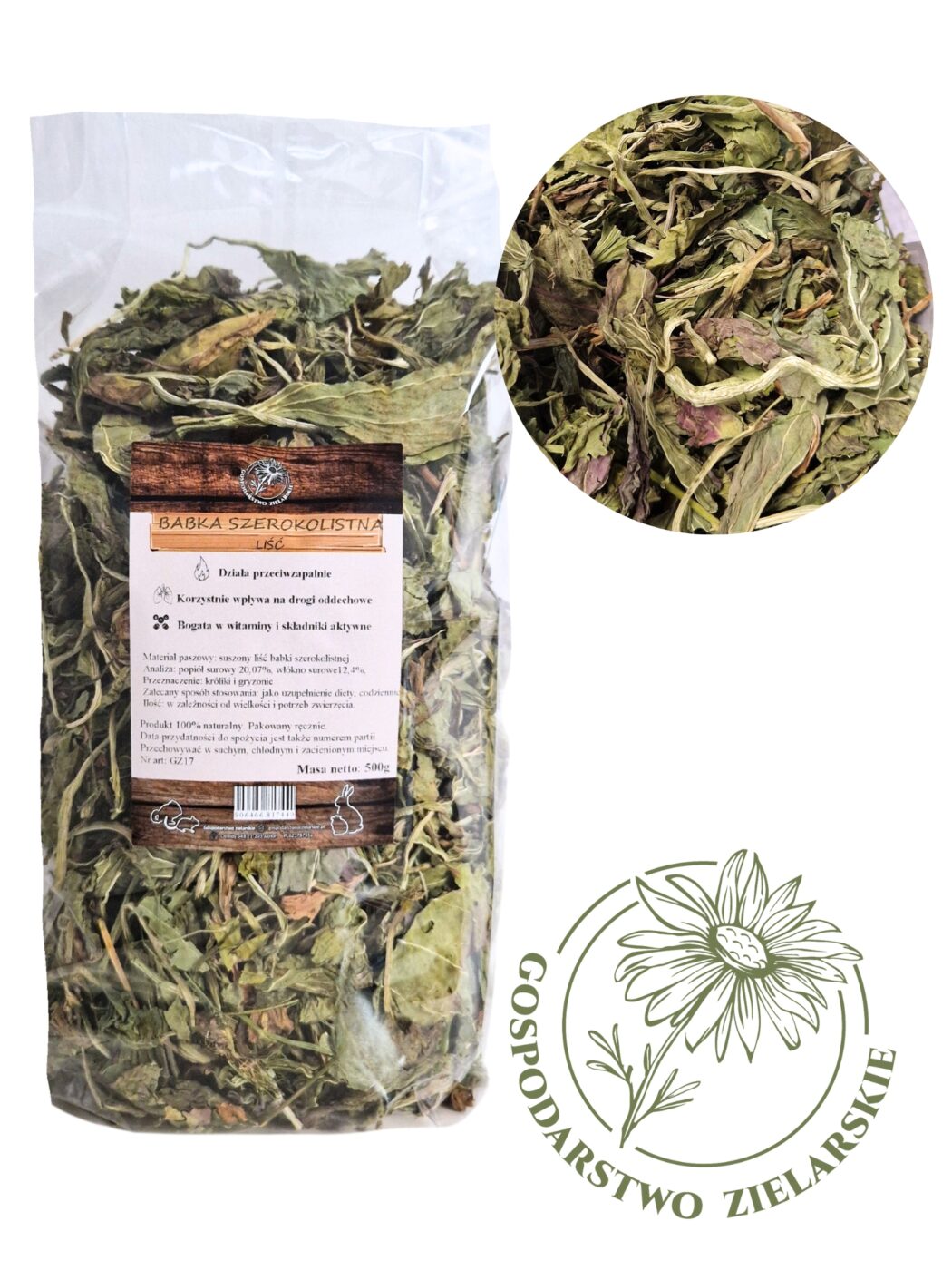 BABKA SZEROKOLISTNA 500g GOSPODARSTWO ZIELARSKIE LIŚĆ BABKI 0,5kg